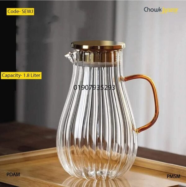 Glass juice jug with lid 1.8 liter- SEWJ - Image 1