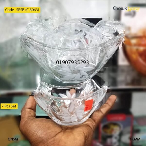 Glass serving bowl 7 pcs set - SESB (C 8063) - Image 1