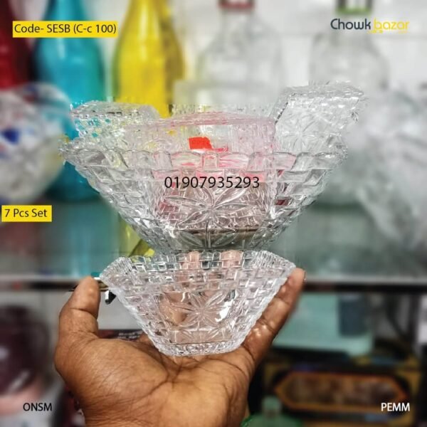 Glass serving bowl 7 pcs set - SESB (C 8063) - Image 1