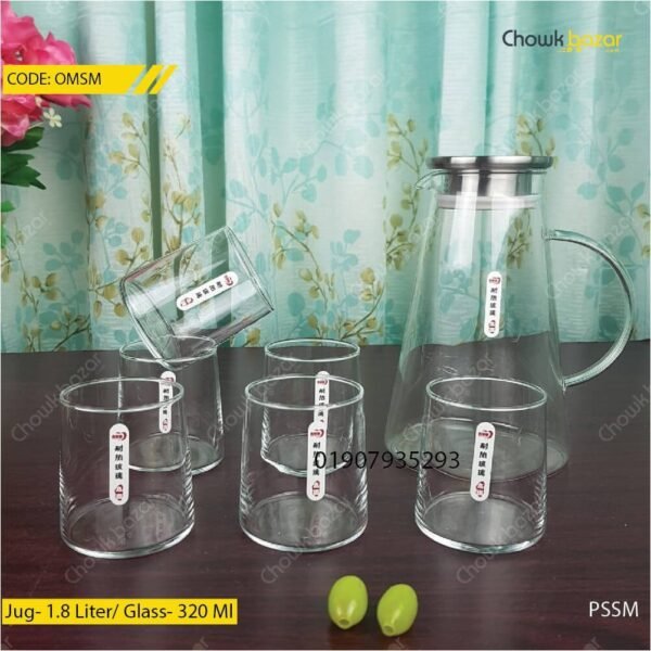 Glass water jug with 6 pcs glass set - Image 1