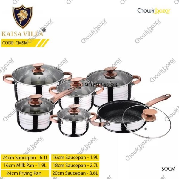 Kaisa villa Stainless Steel Cookware Set with Lid- KV6602 - Image 1