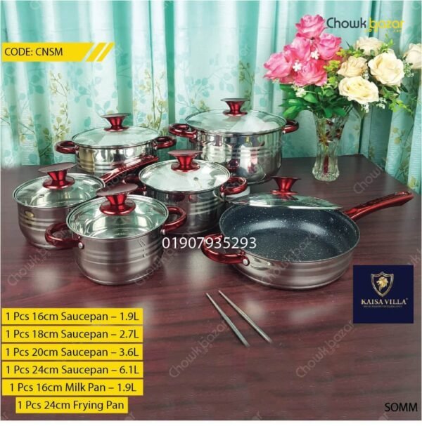 Kaisa villa stainless steel cooking set- 12 pcs - Image 1