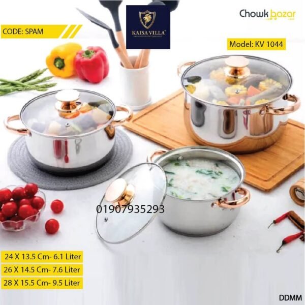 Kaisa villa stainless steel cooking set 6 pcs- kv1044 - Image 1
