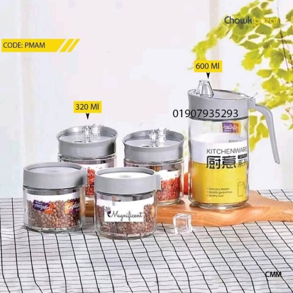 Oil pot with 4 pcs spice jar - Image 1