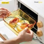 Oven proof glass serving dish golden color- SESD