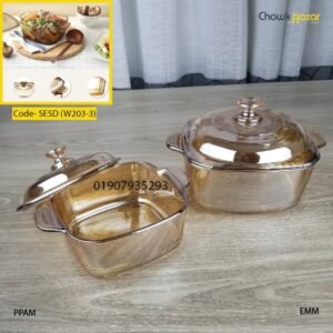 Oven proof golden glass casserole 2 pcs set- SESD (W203-3)