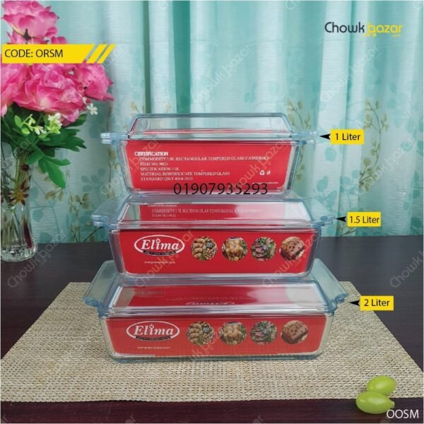 3pcs Rectangular serving dish with lid - Image 5