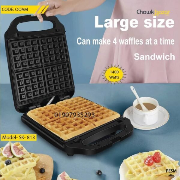 Sokany 4 slice waffle machine- 1400 Watts - Image 1