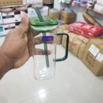 Squre Glass Drinking Juice Mug With Straw - Image 4