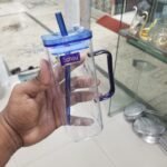 Squre Glass Drinking Juice Mug With Straw - Image 3