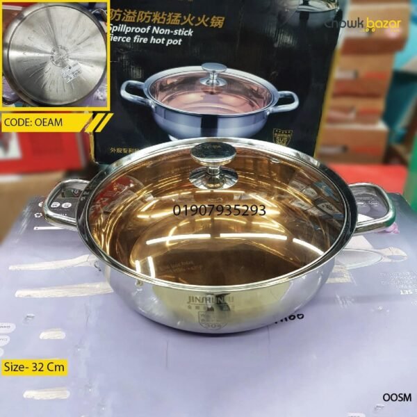 Stainless steel casserole with glass lid- 32 Cm - Image 1