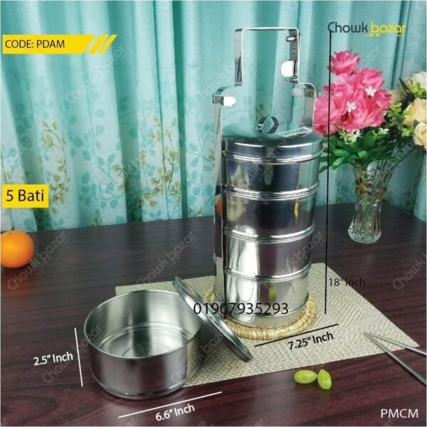 Stainless steel lunch carrier- 5 bati - Image 1