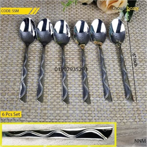 Stainless steel spoon set- 6 pcs - Image 1