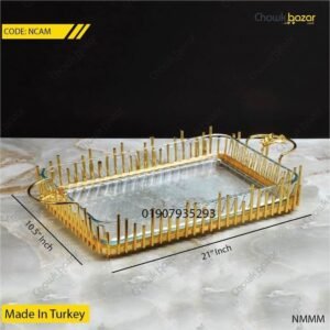 Turkey glass and metal serving tray