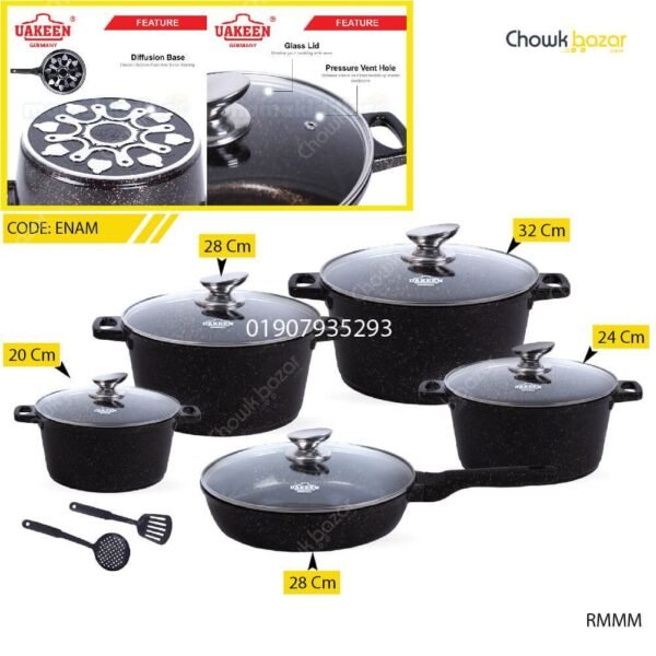 Ukeen 10pcs marble coating cooking set - Image 1