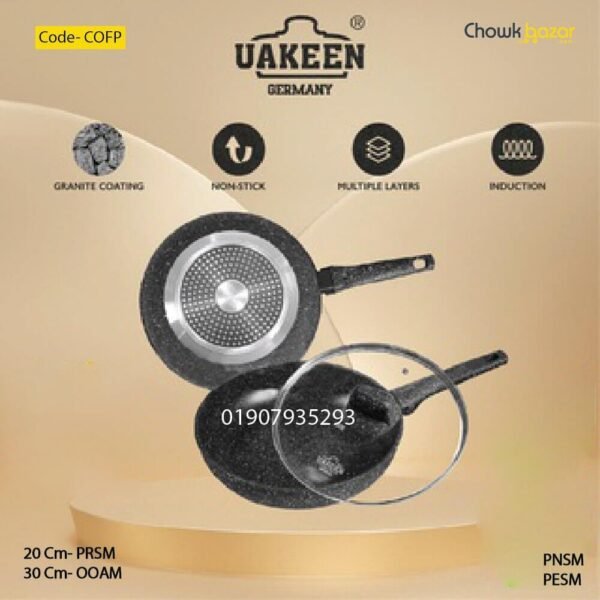 Uakeen granite coated frypan with lid- COFP - Image 1