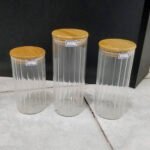 air tight glass fruit containers with wooden lid - Image 2