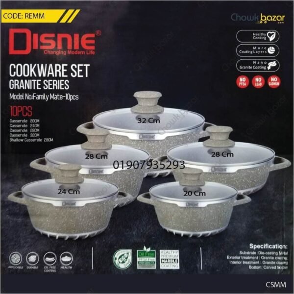 Disinie Original 10 pcs Granite cookware set - Image 1