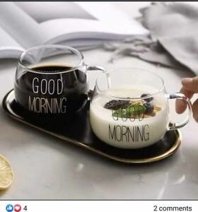 Good morning mug oval 2pcs