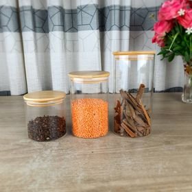 3pcs GLass jar wooden lid