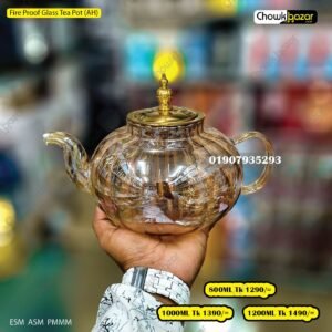 Glass Kettle fire proof Golden Round