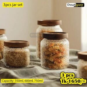 3pcs Glass jar set Embos