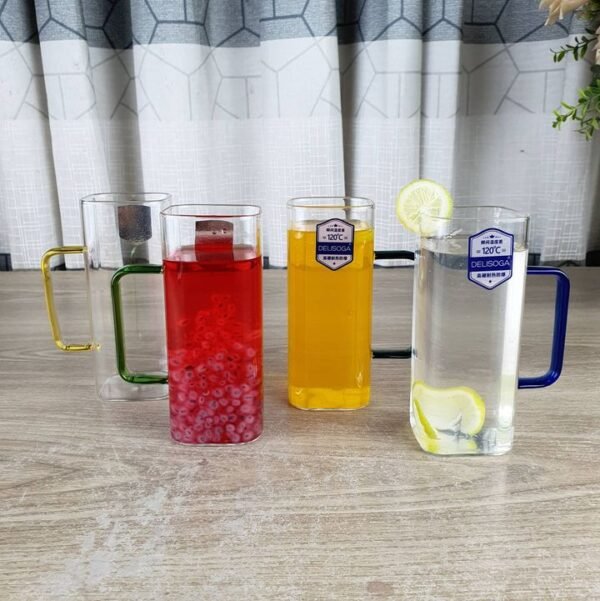 4pcs square color handle mug 400ml - Image 1