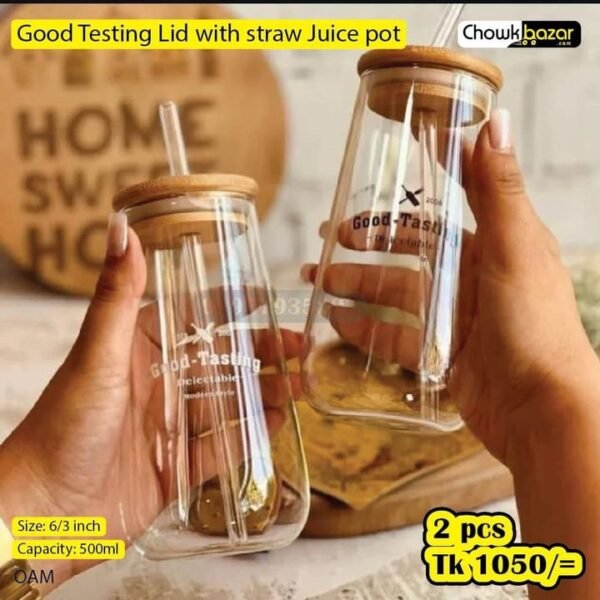 2pcs good Tasting juice pot with straw - Image 1