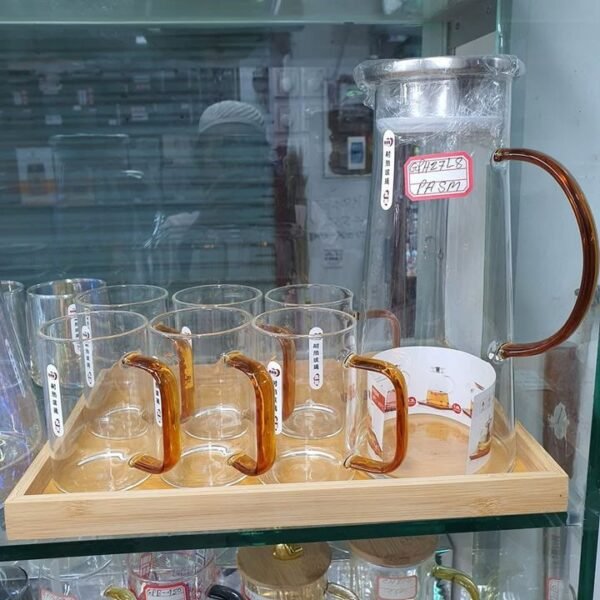 7pcs jug set with wooden trey HR 00049 - Image 1