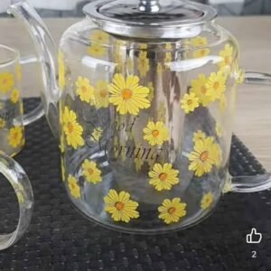 7 pcs fire proof glass teapot set print AH