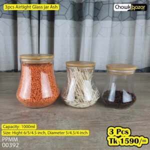 3 pcs airtight glass jar ash 00392