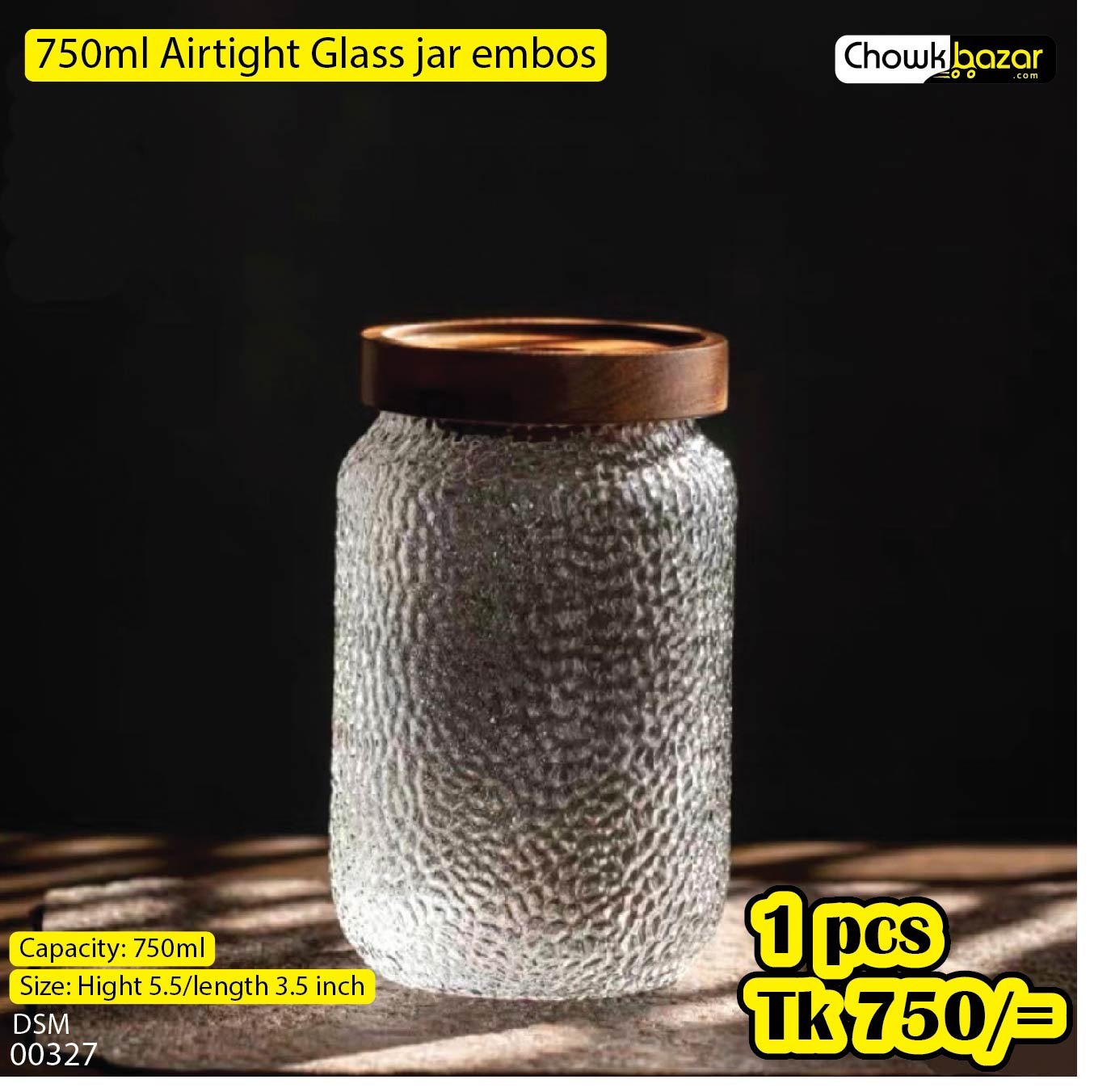 750ml Airtight Glass jar embos 750 ml airtight glass embos 327 - Image 1