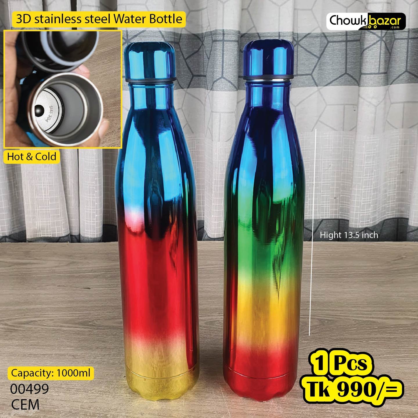 3D stainless steel Water Bottle 00499 3d stainless steel water bottle 00499 - Image 1