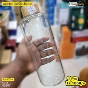 Wooden Lid Glass Bottle 00597