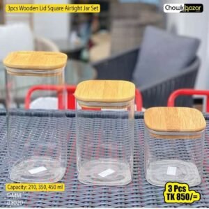 3pcs Square Glass jar w/Lid SE 001020