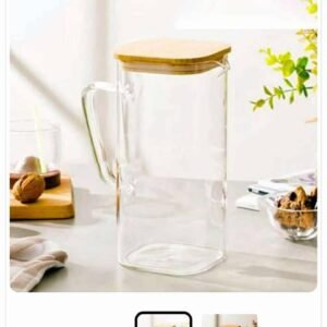 Borosilicate Square  Jug with Woodwn lid