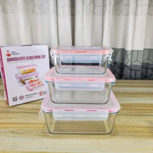 3pcs Square Pink Airtight Bati Set 01087