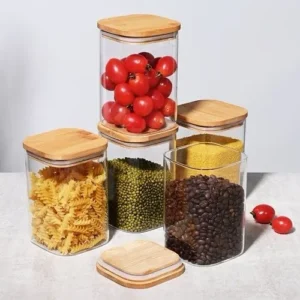 280ml square glass jar 3pcs set