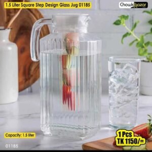 1.5 Liter Square Step Design Glass Jug 01185