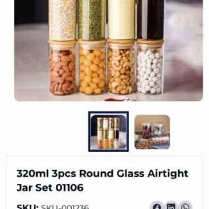 320ml glass Round jar wooden lid 4pcs