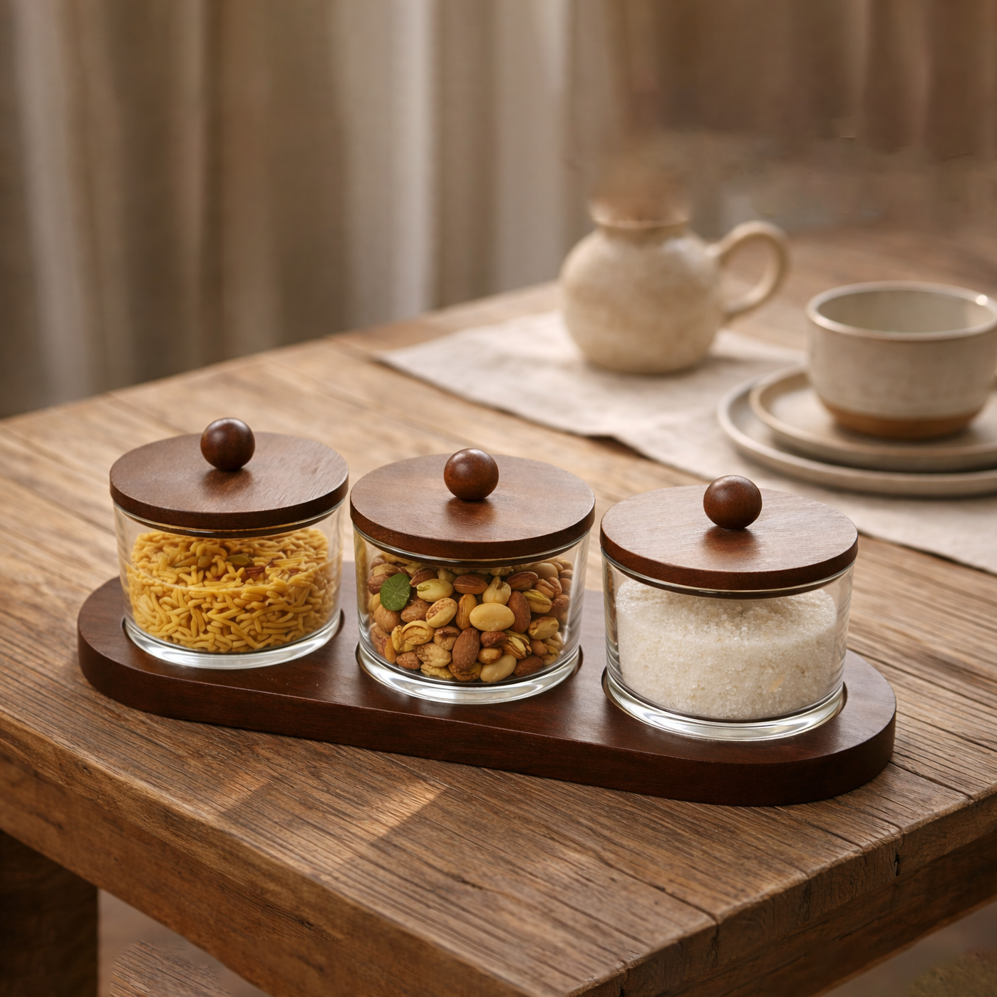 3pcs Serving Bowl with Bamboo Tray 01580 3pcs Serving Bowl with Bamboo Tray 01580 - Image 1